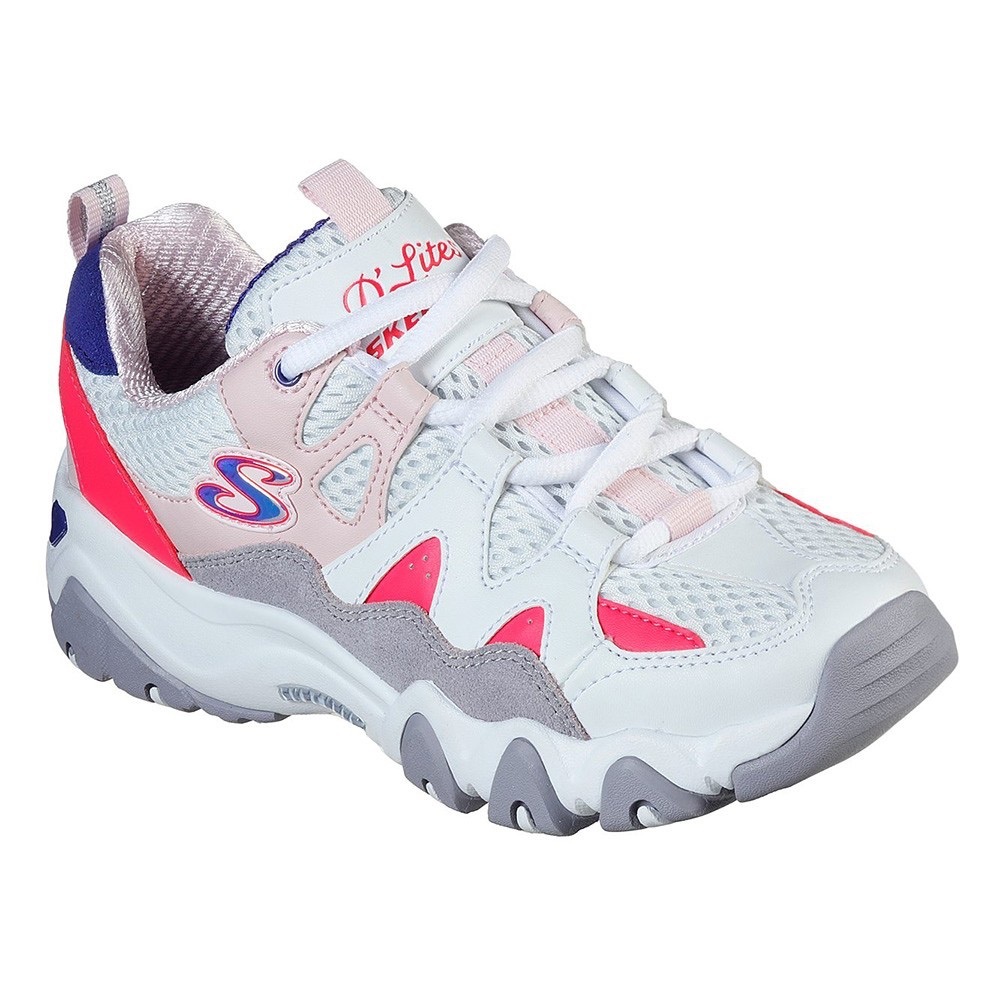 Sketchers D’lites 2 Girls Nina Pink and White Chunky Sneakers, size 1 US